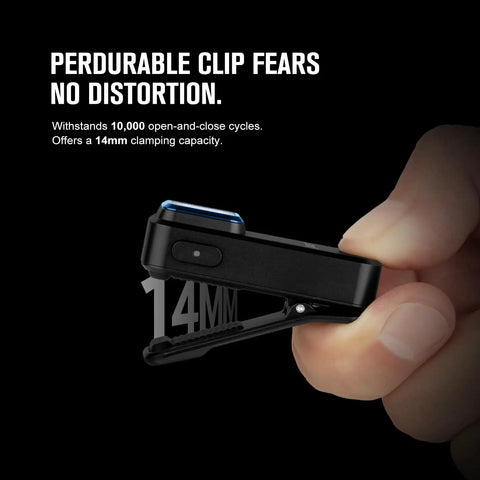Oclip Mini Rechargeable EDC Clip Flashlight With Dual Light Sources White Daylight And Red Night Vision, clip detail close-up