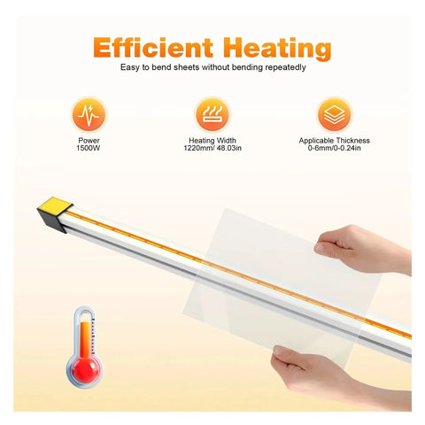 Heavy Duty Acrylic Strip Heater Bender Machine Water Cooled Heating Element Compact Portable Electric Tool Designed To Bend Pvc Sheets Smoothly in use with heating width of 1220mm.