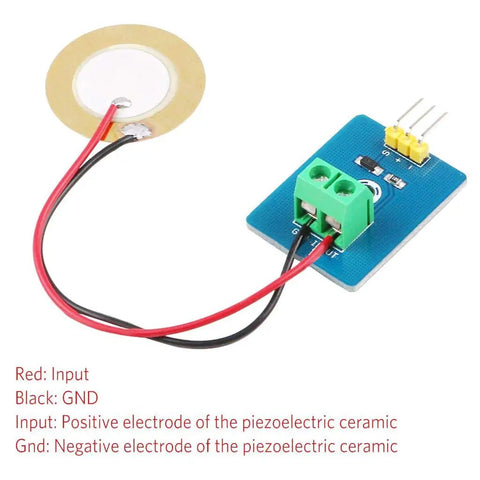 Five Piece Piezoelectric Ceramic Vibration Sensor Module For Arduino With Analog Output 3.3V And 5V Ready Kit Includes Dupont Wires Female To Female And Male To Female 3 Pin Connectors, piezo disk sensor with module
