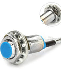 Close-up of Hall Effect Proximity Sensor Switch NPN 3 Wire Normally Open With Magnet For Industrial Automation And Non Contact Object Detection