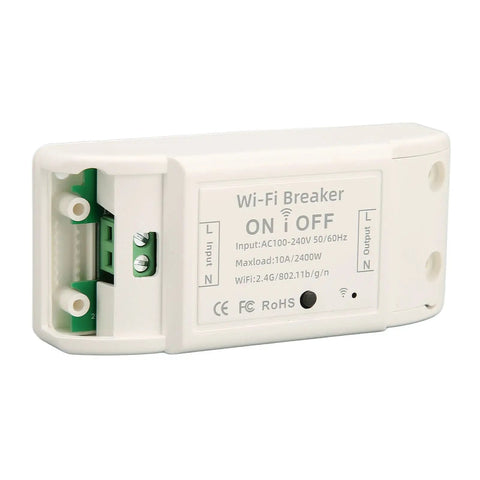 WiFi Smart Switch for Lighting and Fan Control, 100 to 240V Wireless Power Controller Module in white ABS and PC housing