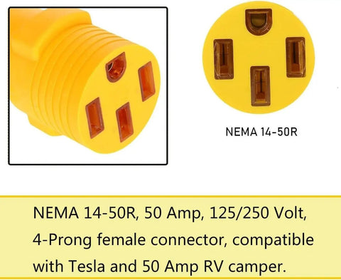 Nema 10 To 14 Power Adapter 50 Amp Plug Converter For Dryers Welders Generators And Rvs yellow 4-prong female connector