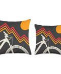 Born For The Mountains MTB Throw Pillow With Vintage Sunset Mountain Artwork Perfect For Cyclists And Trail Riders
