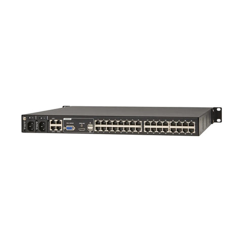 Heavy Duty 32 Port Rack Mount Kvm Over Ip Switch for remote server control, featuring HDMI and VGA outputs.