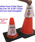 Top Shelf Reflective Safety Cone Collar Kit For EV Repair High Voltage Danger Warning Sign 3 Pack on 18" and 28" cones.