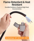 No Fuss Chew Proof Wire Loom, 10 Foot Expandable Cable Sleeve Protector, Heavy Duty Cord Cover For House Wiring And Networking, Black, 1/2 Inch Inner Diameter Expands To 3/4 Inch, Built Tough To Tame Spaghetti Cords Neatly, flame-retardant cable being ignited.