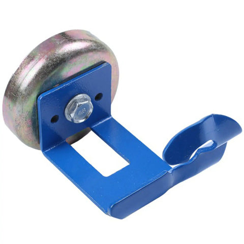 Close-up of Heavy Duty 2X Magnetic Mig Welder Torch Holder Stand, showcasing the strong blue metal base and magnetic wheel.