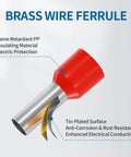 Ferrule Crimping Tool Kit For Wire Ferrules AWG 22 To 8 With 8 Ferrule Sizes and Insulated Connectors, brass and copper tube