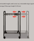 Smooth Rolling Pants Hanger Cart With Heavy Duty Wheels And Adjustable Trouser Racks For Jeans And Skirts, collapsible design.