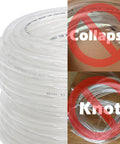 Clear Vinyl Tubing One Half Inch Inner Diameter Fifty Feet Long showing anti-collapse and anti-knot features