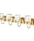 Hot Brass Gold Vanity Light Fixture With Four Crystal Lights For Bathroom Over Mirror Modern Wall Mount Bath Lighting E26 Base