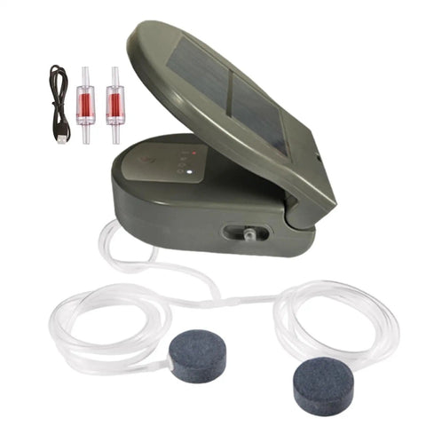 Solar Powered Pond Aerator With 2600mAh USB Rechargeable Battery Clip On Bubbling System Energy Saving Water Circulator
