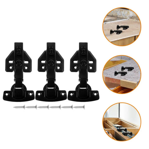 Concealed Black Stainless Steel Cabinet Hinges Set Of 3 With Full Overlay Design And No Slam Soft Close for easy kitchen cabinet installation