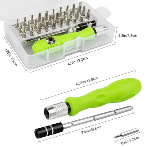 Open 32 In 1 Precision Screwdriver Set With Mini Magnetic Cross And Flat Head Bits for Cars, Furniture, and Electronics Repair