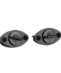 Drip Free Drain Plug Kit For Boats And Watercraft With Fine Threads And Retention System close-up showing two black plugs