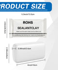 Sealant Clay For Wall Holes And Duct Seams, Waterproof Moldable Putty dimensions shown on packaging and clay