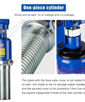 Heavy Duty 10 Ton Hydraulic Puller Kit Featuring Kickass Adjustable Two Or Three Jaw Setup For Yanking Stubborn Hubs Flanges Gears Bearings Right Through Tough Jobs Effortlessly, showing a one-piece blue hydraulic cylinder.