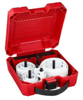 Get Your Hands On This Killer 20 Pc Milwaukee Style Bi Metal Hole Saw Kit With Low Friction Coating That Cuts Fast Through Wood And Metal Without Any Dullness. red plastic case with 20 bi-metal hole saws