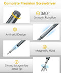 Close-up of 71-In-1 Magnetic Screwdriver Set With Ratcheting And Precision Bits highlighting anti-skid design and magnetic tip.
