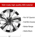 Ride Ready 4 Piece Wheel Covers For Tesla Model Y Juniper 19 Inch Killer Spiral Aero Hubcaps Heavy Duty Wheel Protectors matte black hubcap