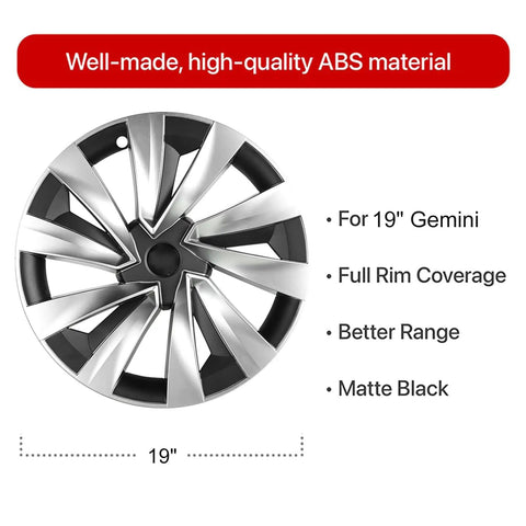 Ride Ready 4 Piece Wheel Covers For Tesla Model Y Juniper 19 Inch Killer Spiral Aero Hubcaps Heavy Duty Wheel Protectors matte black hubcap