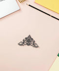 Eight Piece Jewelry Box Corner Protectors Set, Vintage Zinc Alloy Triangle Edge Guards With Easy Installation on desktop
