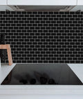 Subway Style Peel And Stick Tiles For Kitchen Backsplash 12 Inch By 12 Inch Thicker Version With 2mm To 2.5mm Thickness behind stovetop