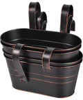 4 Pack Black Metal Hanging Flower Pots To Level Up Railing Decor Iron Planters With Drain Holes Rust Resistant Bucket Holders For Fence Balcony Yard Rock Solid Detachable Hooks, black metal pots with hooks.
