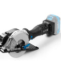 No Nonsense 18V Brushless Cordless Circular Saw With 120 Mm Blade For Sweet Fast Cuts Through Metal Or Plasterboard Compact Workhorse Built Tough Includes Aluminum Guard And Parallel Fence Without Batteries, side view.