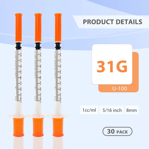 One Milliliter 5/16 Inch Syringe Tips Individually Wrapped 30 Pack With Smooth Plunger For Leak Proof Liquid Transfer And Precise Dosing