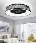 Dope Modern Dimmable Ceiling Fan With LED Light, Hidden 7 Transparent Blades, 22 Inch Flush Mount in a living room setting