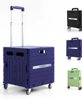 Grab And Go Foldable Utility Cart With Lid On Wheels Portable Rolling Handcart Collapsible Shopping Trolley, various colors