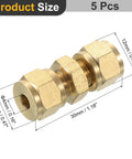 Brass Compression Tube Fitting Set For 4mm Tubing, NPT Thread, Union And Sleeves, Straight Coupling Adapter, 5 Pieces