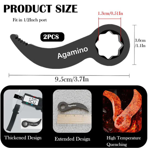 Beefy Heavy Duty Pry Bar Wrench Adaptor Head For Half Inch Ratchet, Crowbar Attachment With Adjustable Angles, diagram and measurements