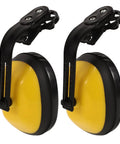 Built Tough Hard Hat Noise Isolation Ear Muffs Deliver Rock Solid Industrial Safety Hearing Protection And Heavy Duty Sound Blocking For Bustling Construction Sites With Zero Fuss And Top Shelf Comfort In Bright Yellow, featuring yellow ear cups with black mounting.