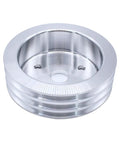 Beefy Chrome Polished Aluminum 2 Groove Short Water Pump And 3 Groove Crank Pulley Kit for Small Block Chevy SBC