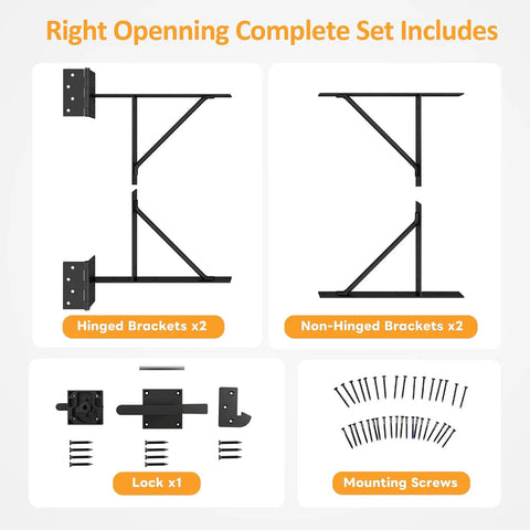 No Sag Gate Bracket Kit With Left Opening Latch Heavy Duty Gate Reinforcement Hardware For Wooden Fence Gates 26 To 60 Inches Wide And Up To 72 Inches High Black; right-opening set parts