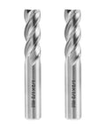 Two Rannb 1/2 in square end mills with 1/2 in shanks, 4-flute HSS straight cutters