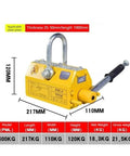 Heavy Duty Permanent Magnetic Lifter Built Like A Tank With A Beefy U Loop Shackle Hook For Straight Up 600kg Steel Lifting And Scrap Handling Around The Shop Without Any Plug In Drama Today, 217mm x 110mm x 120mm.
