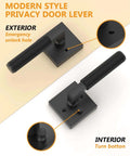 4 Pack Black Privacy Door Handles Set With Inside Button Levers for Bedroom and Bathroom showing emergency unlock hole and turn button