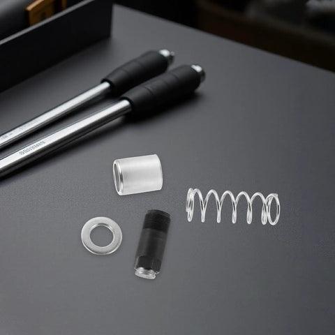 Floor Jack Replacement Parts Kit With Springs Pro Grade For Hydraulic Pump Piston Plunger Repair Made From Iron And Rubber Materials For Vehicle Maintenance In Automotive Garage For Tough Garage Use And Long Lasting Performance. parts laid out on gray surface