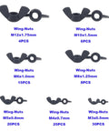 Metric Black Nylon Butterfly Wing Nuts Assortment Kit Features Seven Sizes From M3 To M12 displayed in organized layout with packaging details.