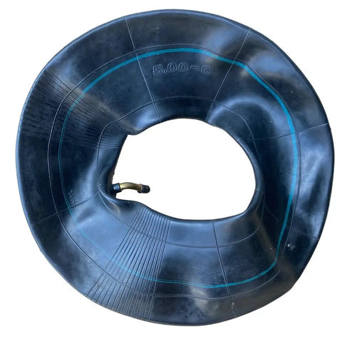 Heavy Duty Inner Tube 2 Pack With TR87 Bent Valve For 13x5-6 Tires with bent valve visible, made of thick butyl rubber.