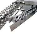 Close-up of Heavy Duty 27 Point Five Inch Electric Foam Planer Saw For Lopping Overbuilt Spray Foams showing blade assembly and guide plates.