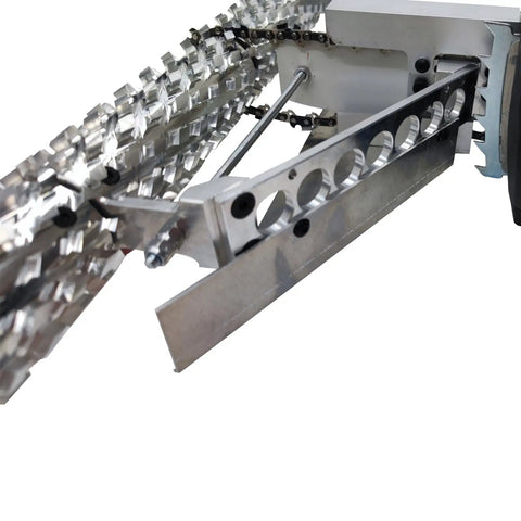 Close-up of Heavy Duty 27 Point Five Inch Electric Foam Planer Saw For Lopping Overbuilt Spray Foams showing blade assembly and guide plates.