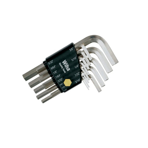 13 Piece L Shaped Hex Key Set SAE Inches with Chrome Vanadium Steel Blades and Nickel Plated Finish shown in case