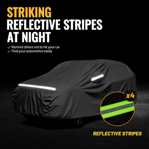All Weather SUV Car Cover 6 Layer Heavy Duty Waterproof With Inner Cotton Lining 188 To 198 Inch Universal Fit Reflective Stripes