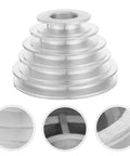 Aluminum Pagoda Pulley Wheel For Drill Press Multi Speed Transmission Pulley Replacement With 22mm Bore For Motor Shaft Systems In Home Workshops For DIY Projects And Upgrades, front view