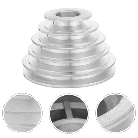 Aluminum Pagoda Pulley Wheel For Drill Press Multi Speed Transmission Pulley Replacement With 22mm Bore For Motor Shaft Systems In Home Workshops For DIY Projects And Upgrades, front view