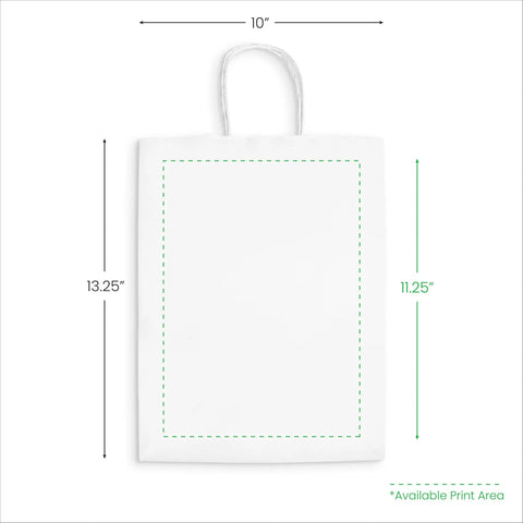 Make Your Brand Pop With Large Full Color Custom Printed Paper Bags With Handles For Retail, 10x13.25x5.5 inch, logo area visible